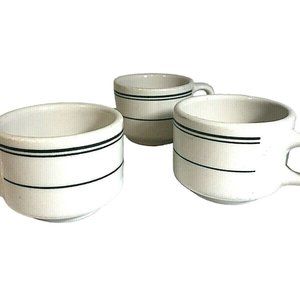 MISPRINT Homer Laughlin Restaurant Ware Best China White Green Cups - 3 Vintage